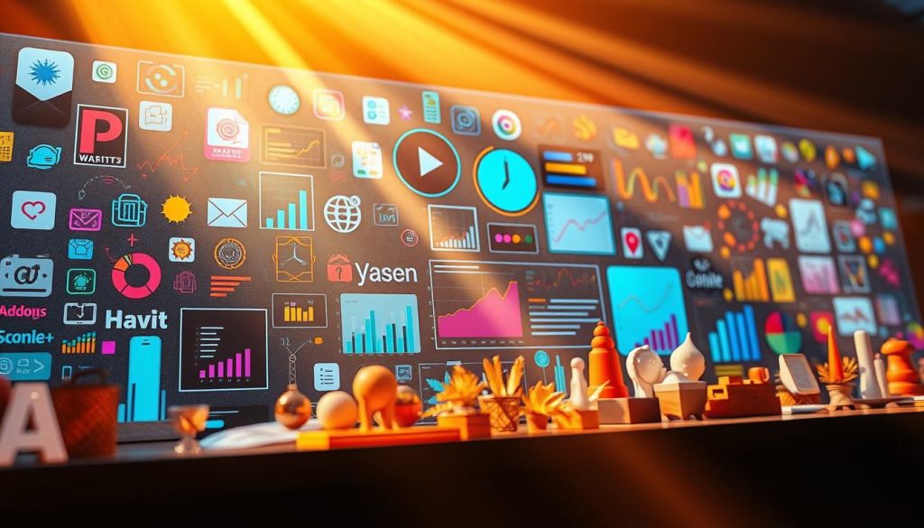 A digital canvas bursting with vibrant visual elements - sleek icons, bold typography, dynamic graphs, and captivating imagery. Rays of warm lighting gently illuminate the scene, casting soft shadows and creating a sense of depth. The composition is intentionally balanced, guiding the viewer's eye through a harmonious flow of colors, shapes, and textures. In the foreground, a collection of visually striking digital assets stands out, showcasing the power of visual storytelling in the digital realm. The middle ground features a cohesive layout, where these elements seamlessly integrate to form a cohesive and engaging digital experience. In the background, a subtle gradient backdrop adds a touch of sophistication, enhancing the overall aesthetic. This visually compelling scene captures the essence of crafting captivating digital content, where the strategic use of visual elements elevates the user experience. A digital canvas bursting with vibrant visual elements - sleek icons, bold typography, dynamic graphs, and captivating imagery. Rays of warm lighting gently illuminate the scene, casting soft shadows and creating a sense of depth. The composition is intentionally balanced, guiding the viewer's eye through a harmonious flow of colors, shapes, and textures. In the foreground, a collection of visually striking digital assets stands out, showcasing the power of visual storytelling in the digital realm. The middle ground features a cohesive layout, where these elements seamlessly integrate to form a cohesive and engaging digital experience. In the background, a subtle gradient backdrop adds a touch of sophistication, enhancing the overall aesthetic. This visually compelling scene captures the essence of crafting captivating digital content, where the strategic use of visual elements elevates the user experience.